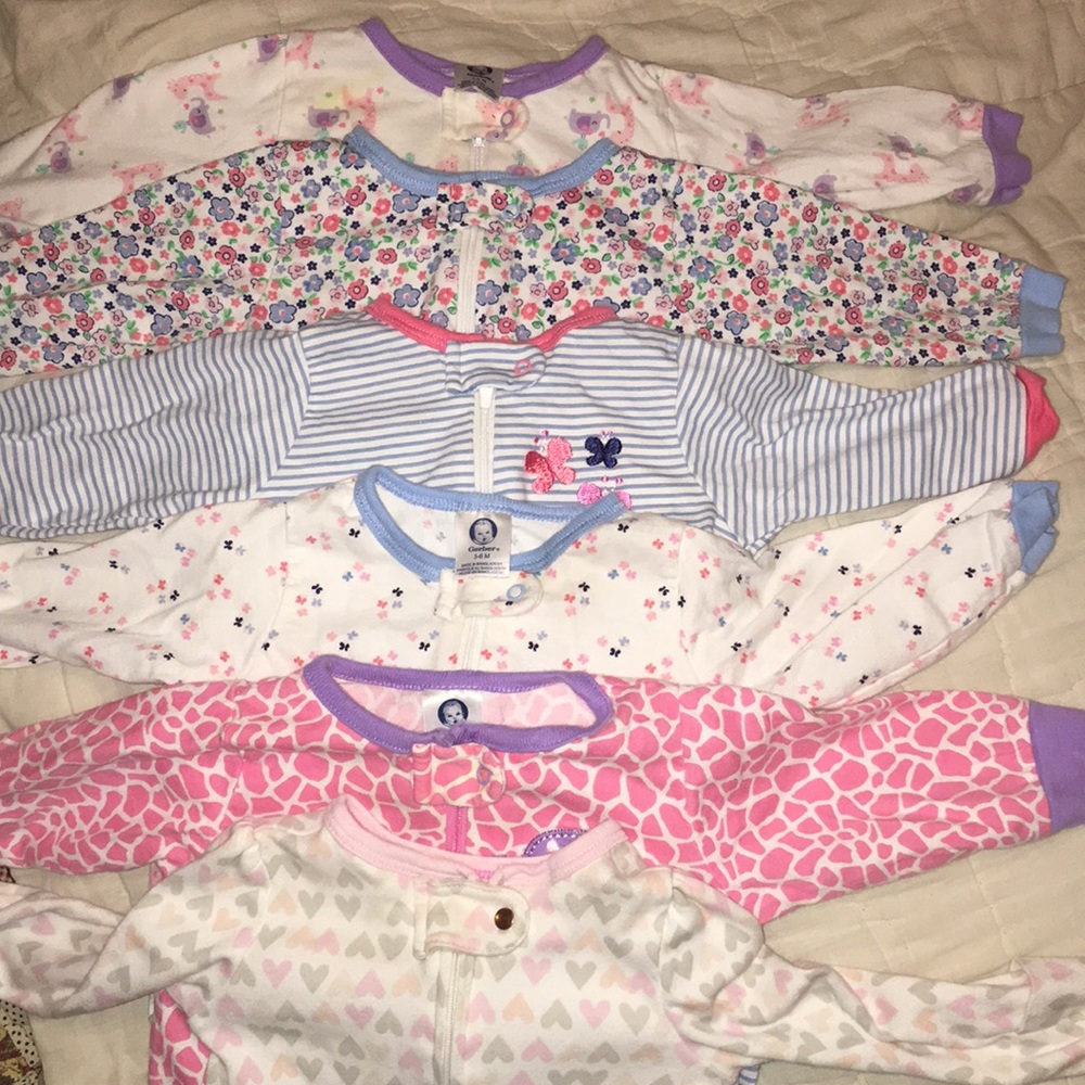 Lot of baby girls sleepers